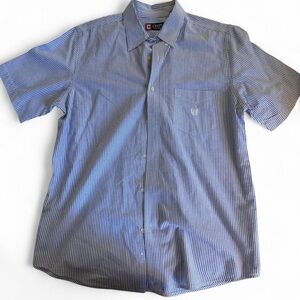 Chaps Blue and White Striped Casual Shirt